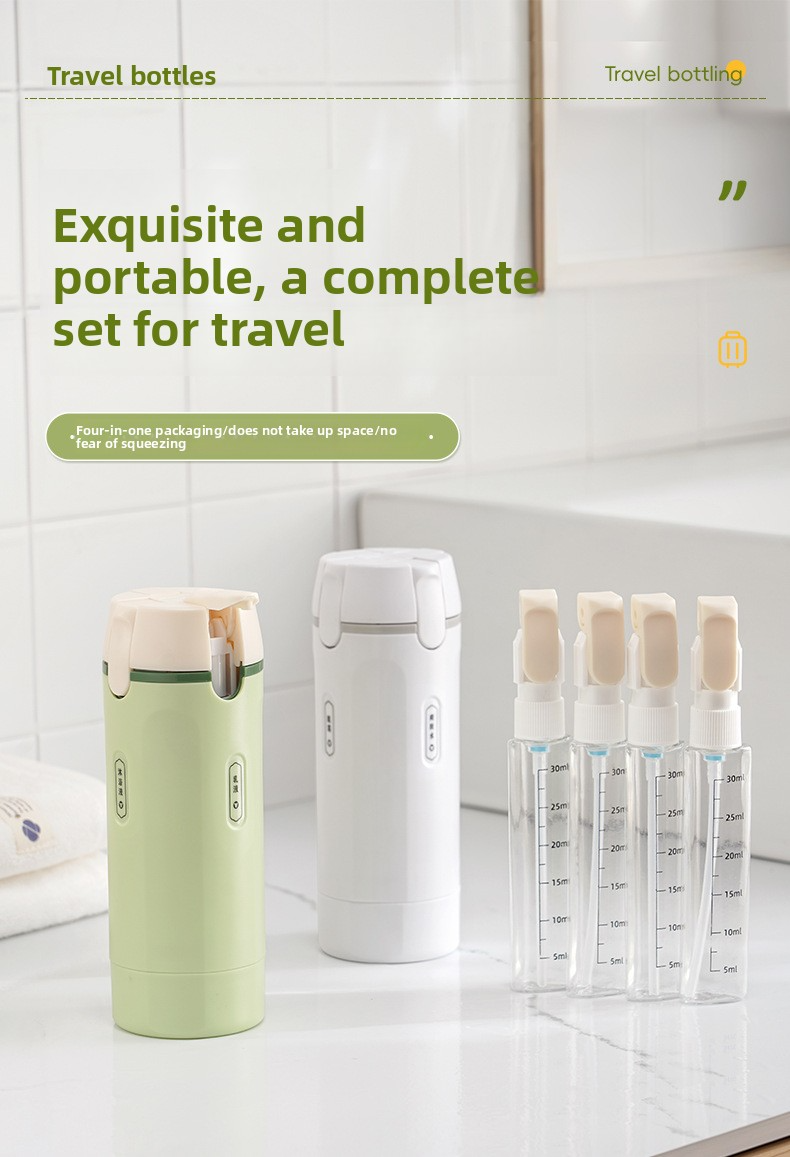 4-in-1 Travel Toiletry Dispenser – Leak-Proof Refillable Bottles