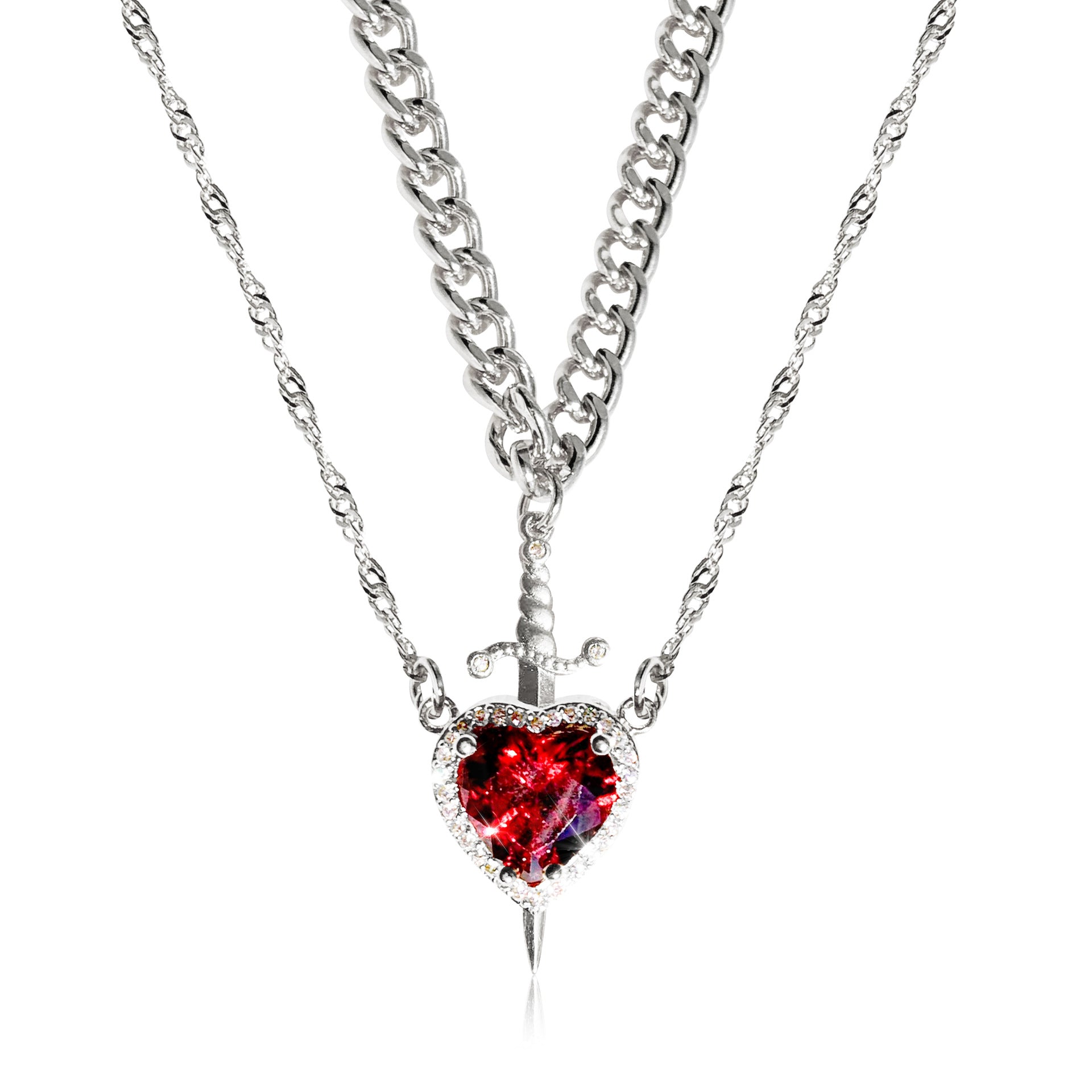 A sword through the heart necklace