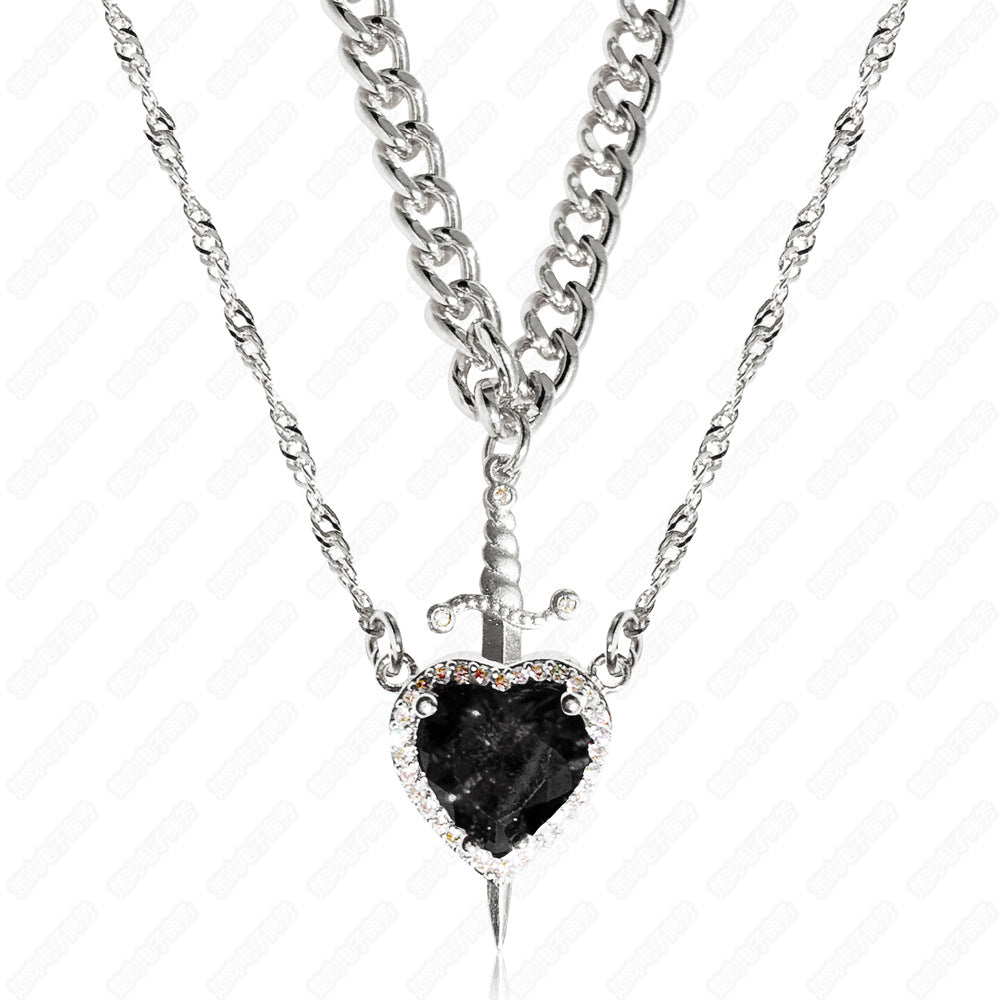 A sword through the heart necklace