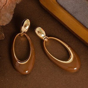 French-style openwork oval silver pin earrings