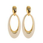 French-style openwork oval silver pin earrings