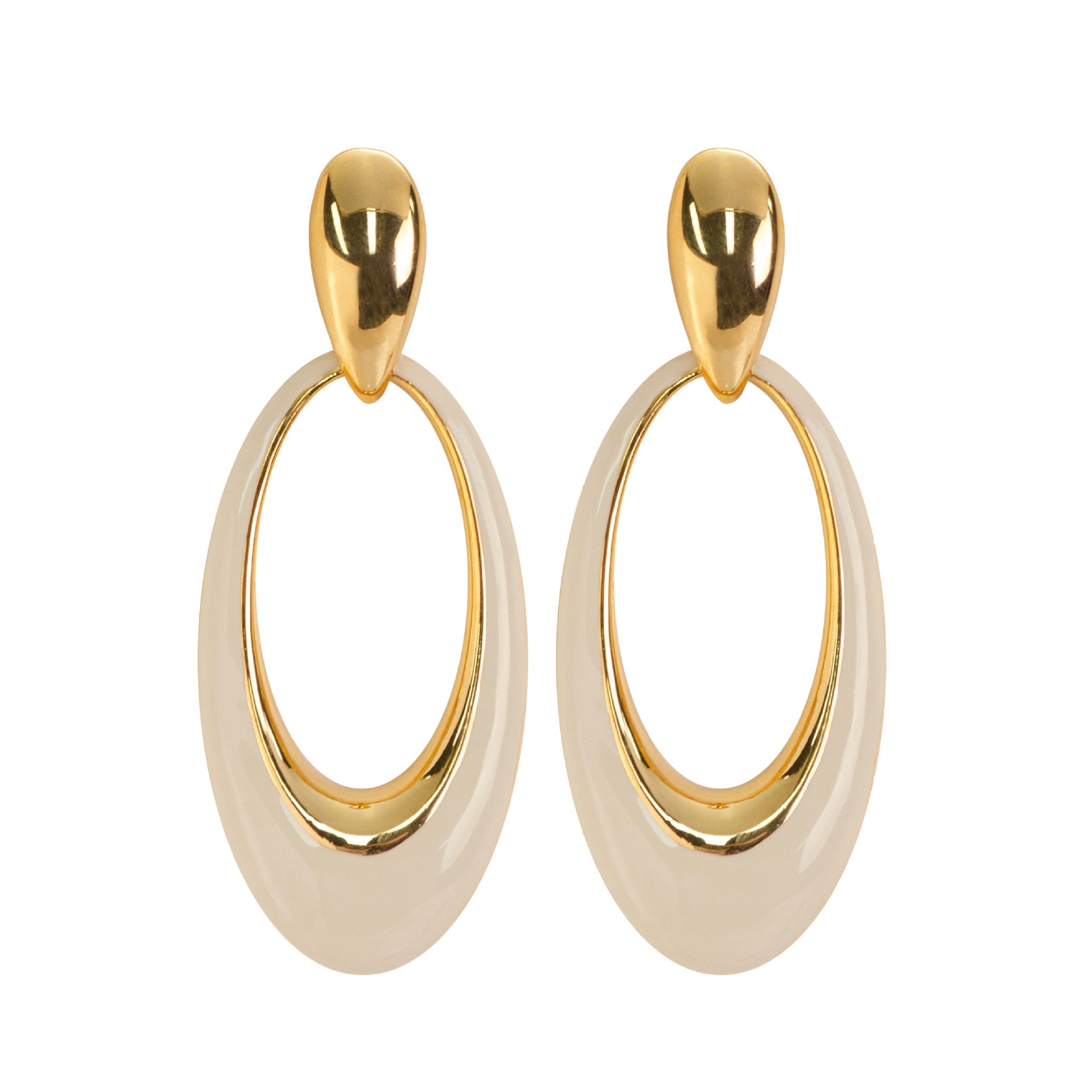 French-style openwork oval silver pin earrings