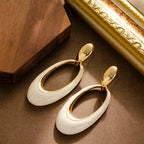 French-style openwork oval silver pin earrings