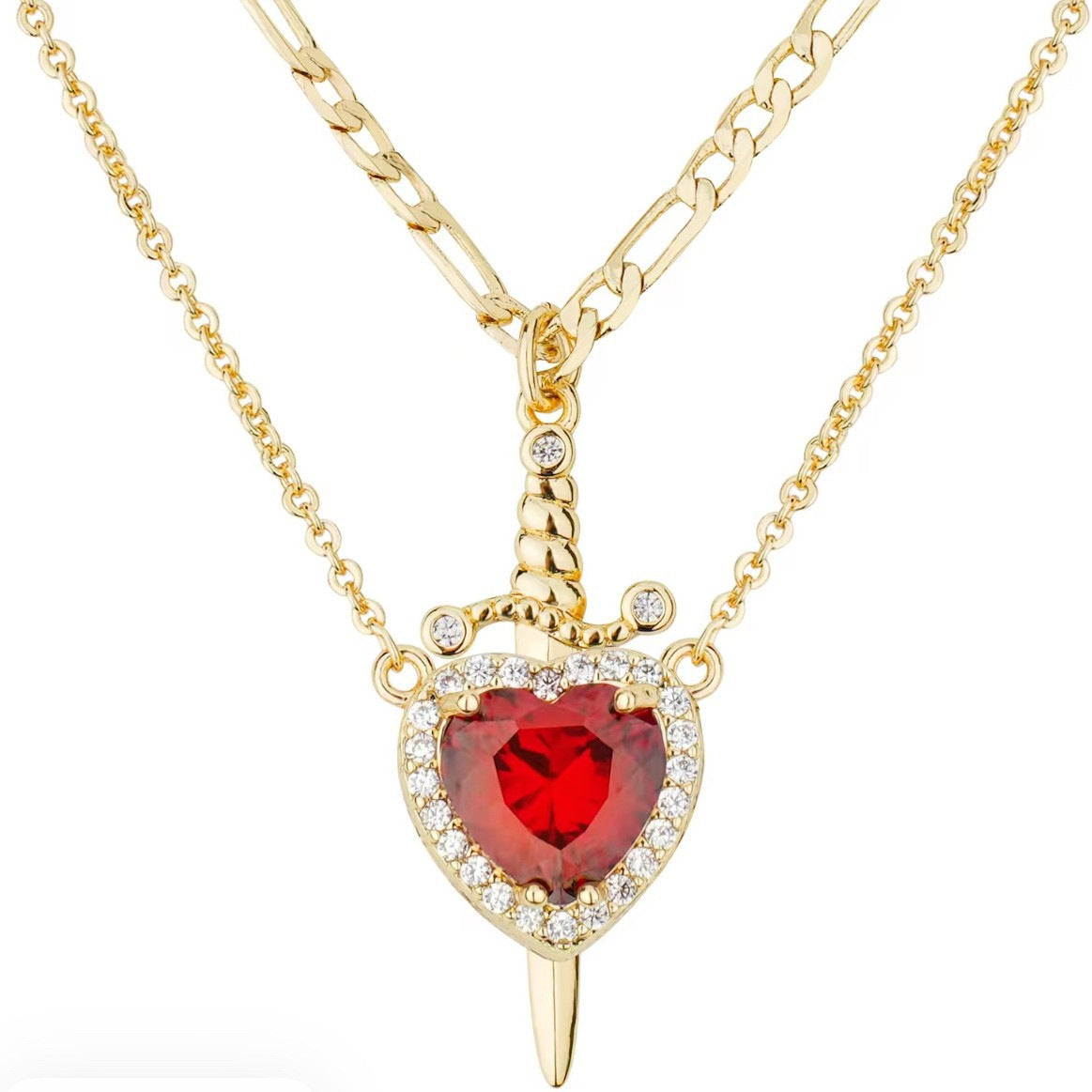 A sword through the heart necklace