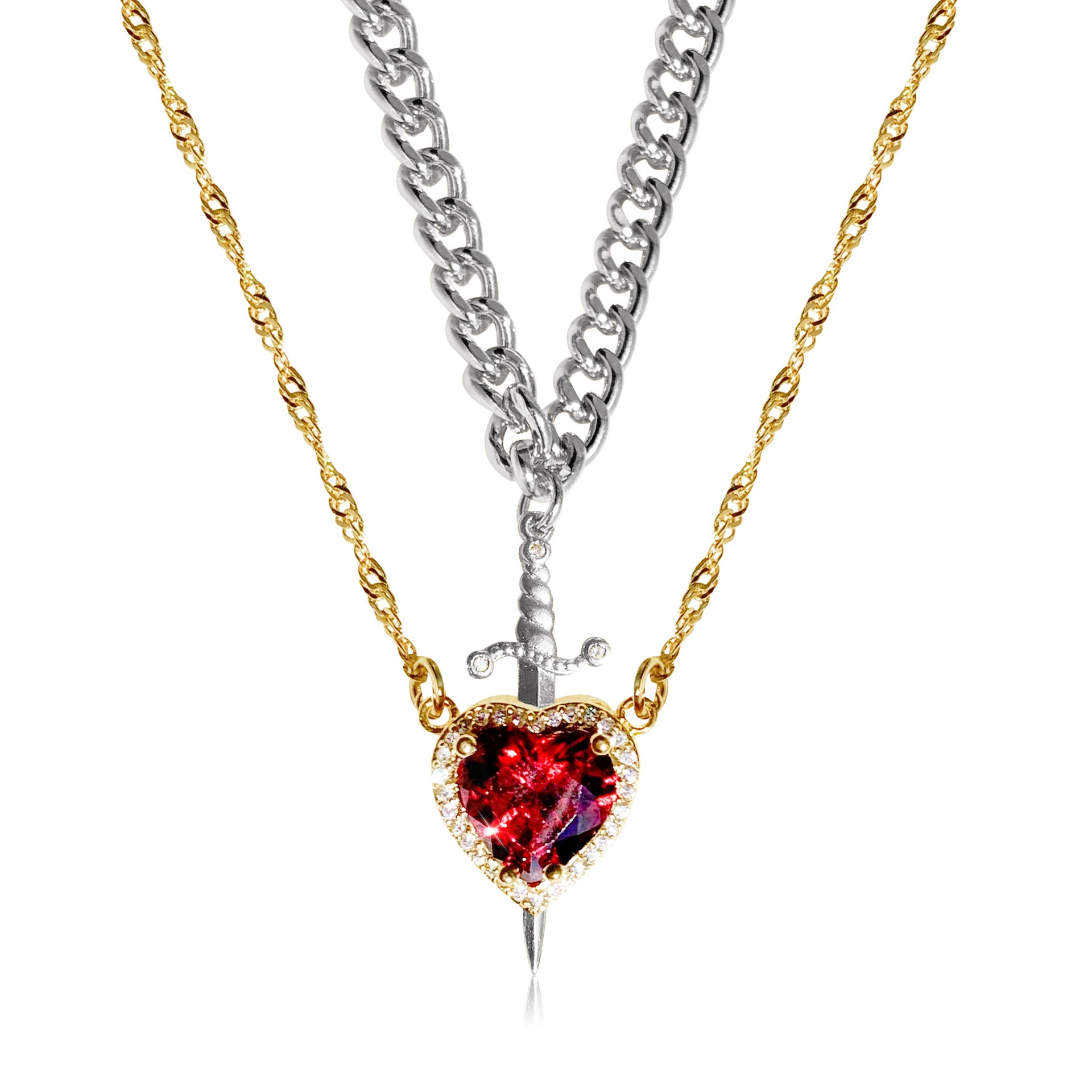 A sword through the heart necklace