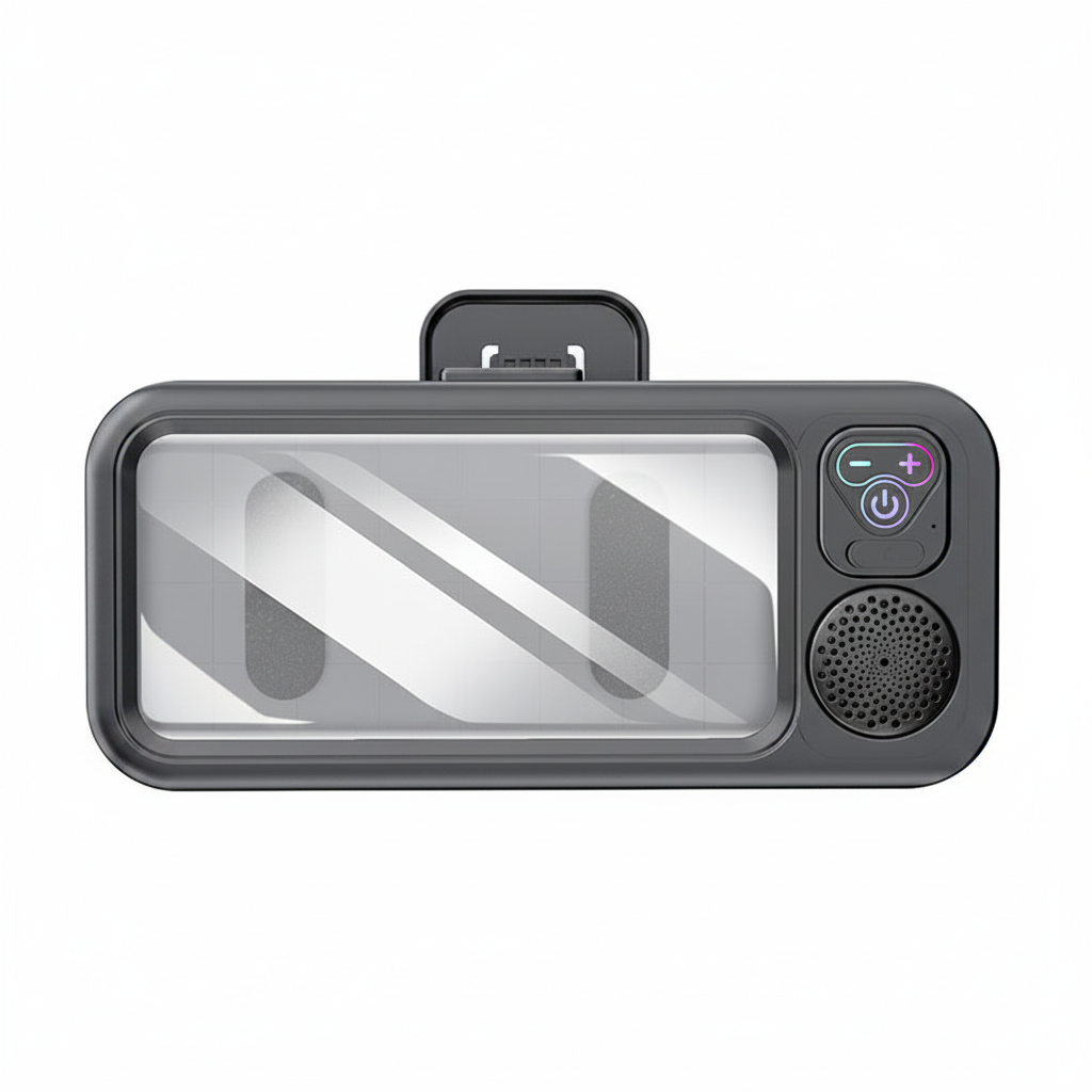 Waterproof Bathroom Phone Holder with Bluetooth Speaker - Black